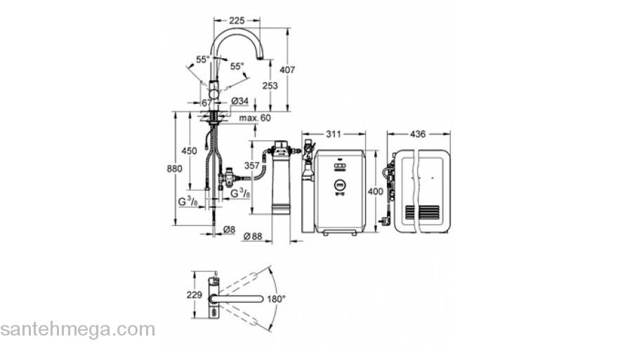 Смеситель для мойки GROHE Blue 31323001. Фото