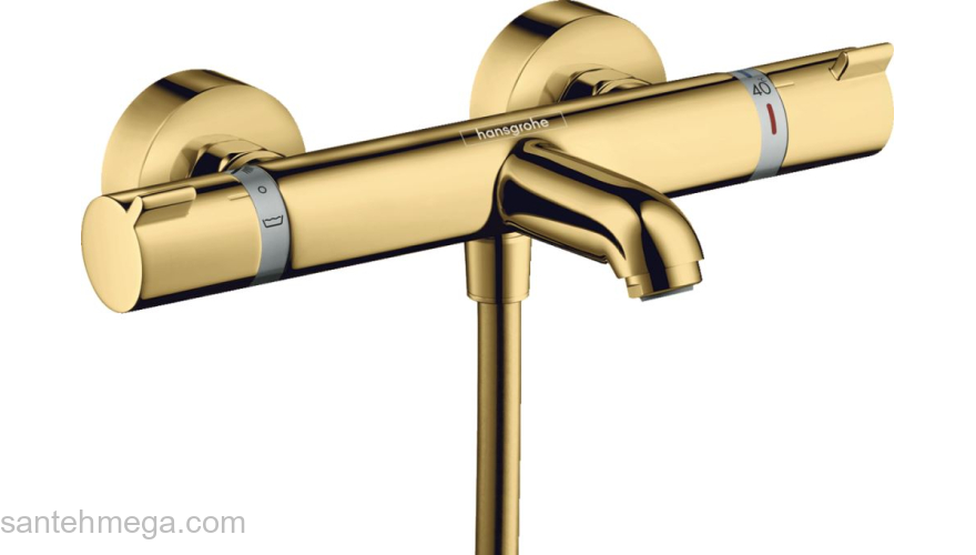 Термостат для ванны Hansgrohe Ecostat Comfort 13114990, полированное золото. Фото