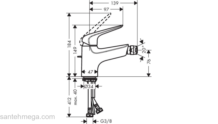 Смеситель для биде Hansgrohe Novus Loop 70 71233000. Фото
