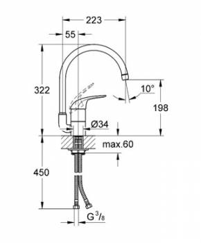 Смеситель для мойки GROHE Euroeco 32752000. Фото