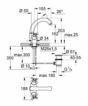 Смеситель для раковины GROHE Sinfonia Basin Mixer 21014000. Фото
